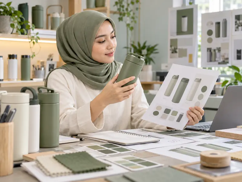 Illustrative scene with Indonesian professionals, artwork scene for a custom merchandise project
